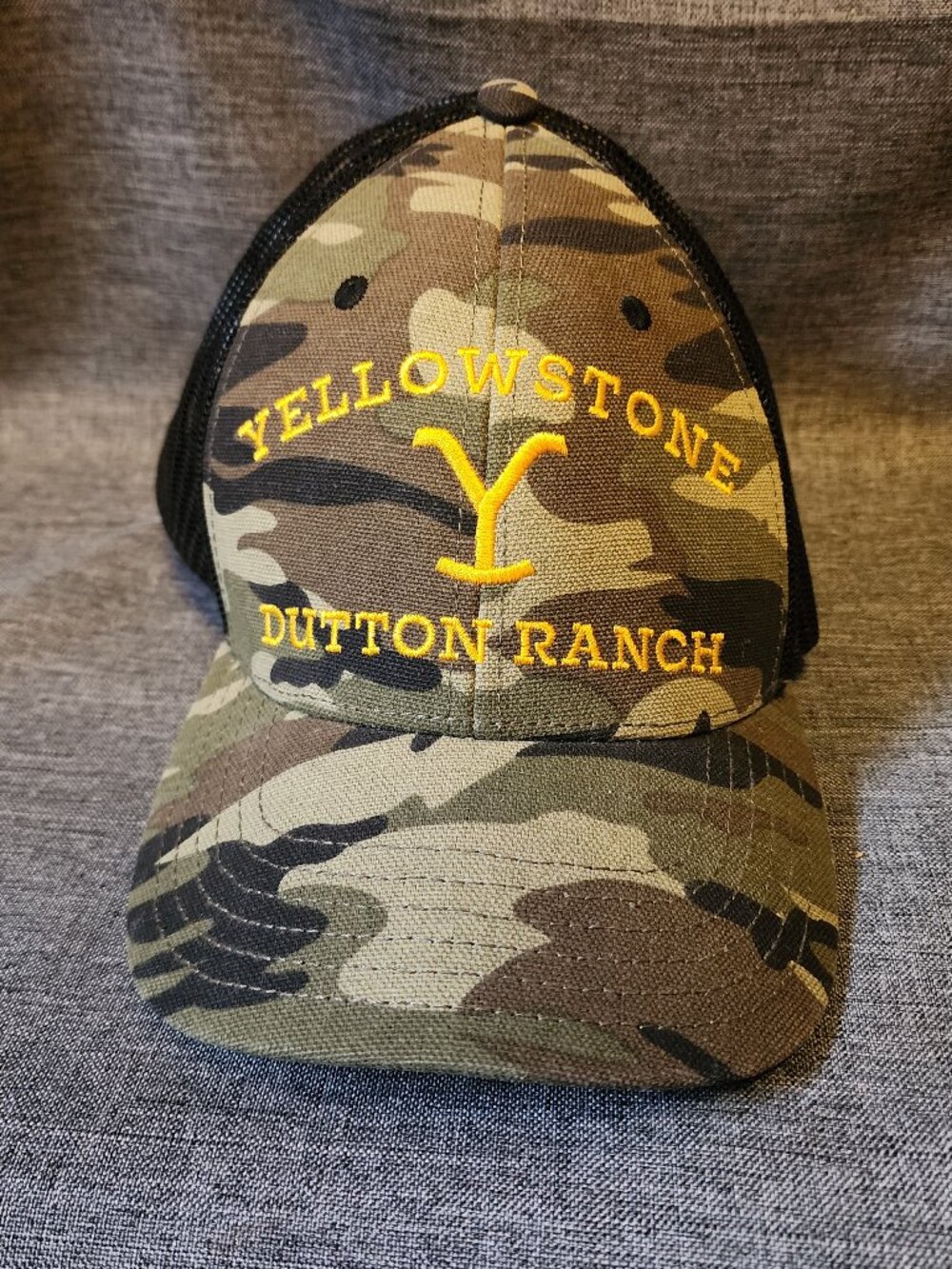 Paramount Yellowstone Dutton Ranch Camo Embroidered Mesh Back Snapback Hat